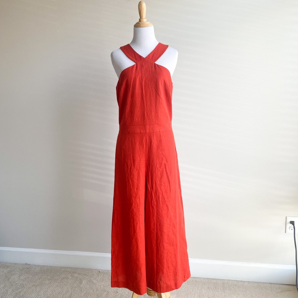 Ann Taylor linen burnt orange jumpsuit